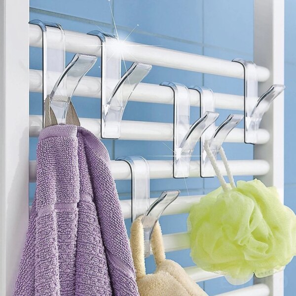 10PCS Home Storage-Holders Hanger Rail Mop Storage Hanging Towel Mop Hooks Rail Radiator Tubular Bath Holder Bathroom Supplies