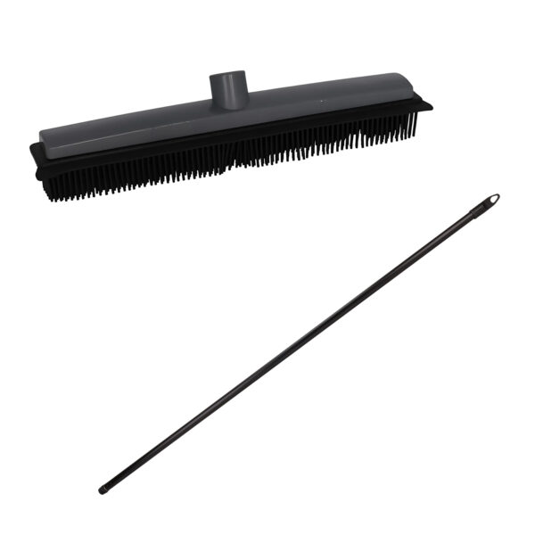 Rubberen bezem - L130 cm - rubber/metaal - zwart - kappersbezem - binnen