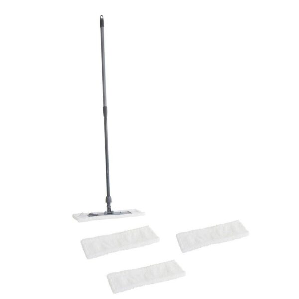 Vloermopset met telescoopsteel - en 4x microvezelmop - 45 x 15 cm -