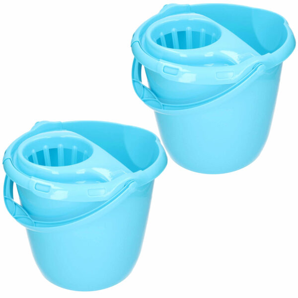 2x stuks blauwe dweilemmer/mopemmer 15 liter 38 x 34 cm -