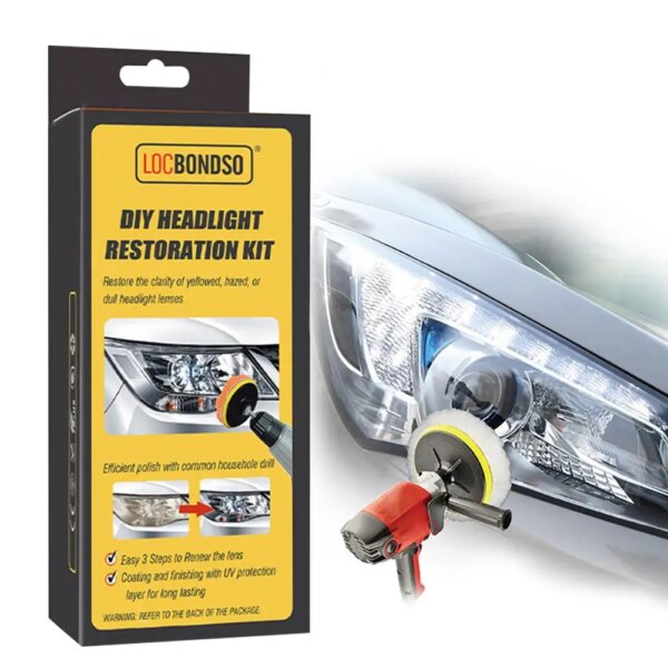 Newest DIY Car Lights Kit Polishing Restoration Car Headlights Repair Set P2000 Mop Sanding Discs Pad 3ml UV Protection Liquid