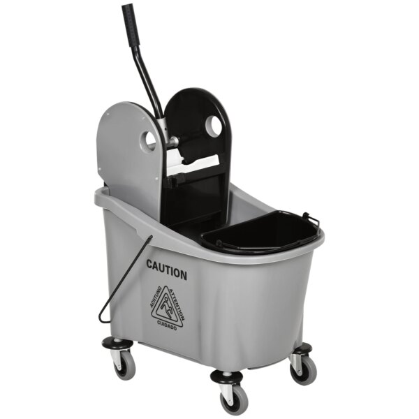 Homcom Mop Emmer Met Wielinhoud 36l 54X41X91,5 Cm Grijs