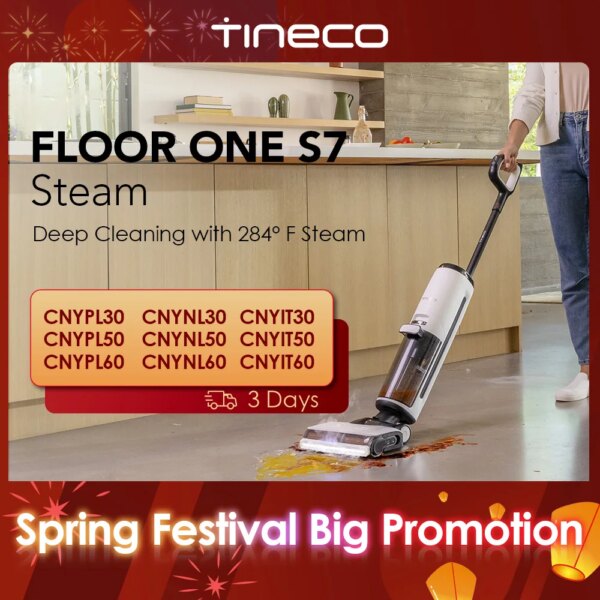 Tineco Floor ONE S7 Steam draadloze nat-droog vacuüm stoommop alles-in-één, vloerwasmachine voor