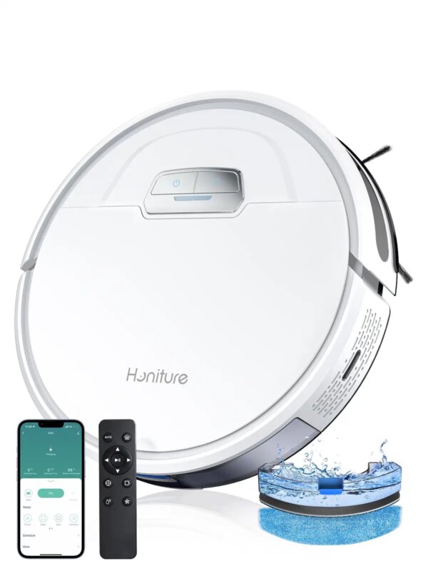 Honiture Robot Stofzuiger 4000pa Zuigkracht 3 in 1 Veegmop voor Tapijt Zelfopladende APP